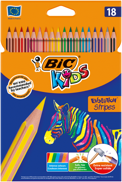 Олівці кольорові BIC Evolution Stripes 18 кольорів (3086123499126) - зображення 1