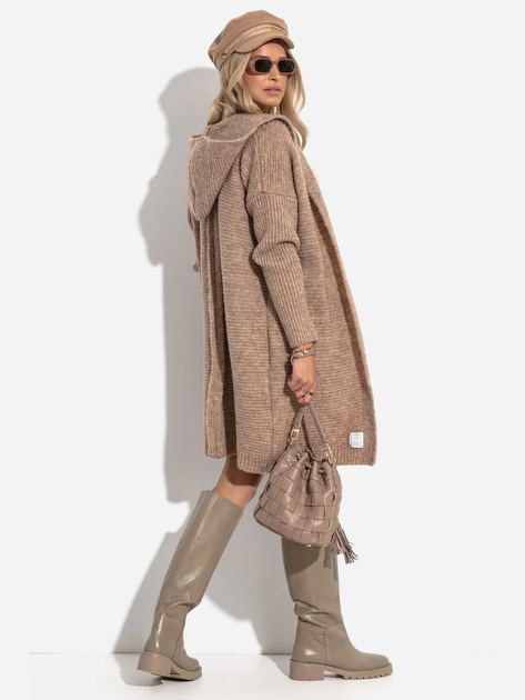 Kardigan damski z kapturem Fobya F1284 42/44 Caramel (5903707128143) - obraz 4