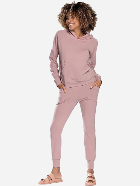 Bluza damska z kapturem kangurka DKaren Hoodie Seattle M Pudrowa (5903251457973) - obraz 3