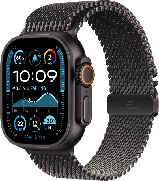 Smartwatch Apple Watch Ultra 2 (2024) GPS + Cellular 49mm Black Titanium Case with Black Titanium Milanese Loop - S (MX4W3) - obraz 1