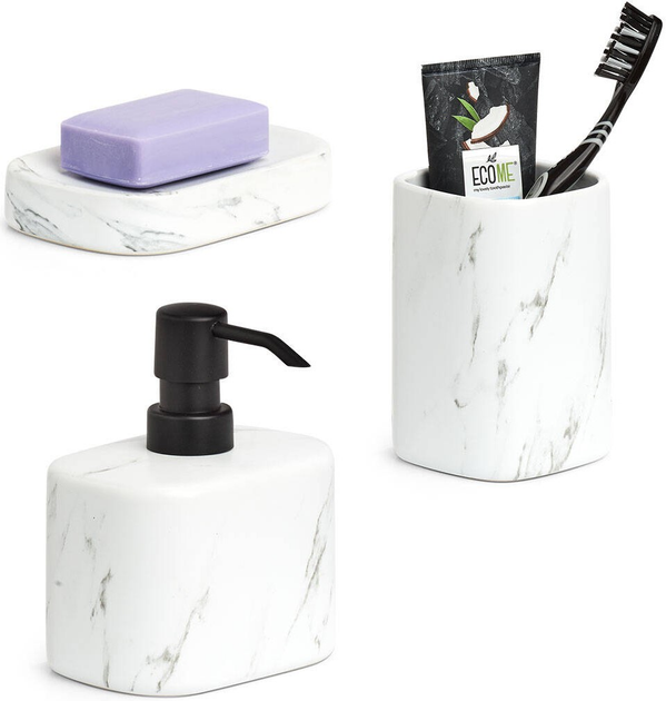 Ceramiczny kubek na szczoteczki Zeller Marble Biały (4003368188966) - obraz 3