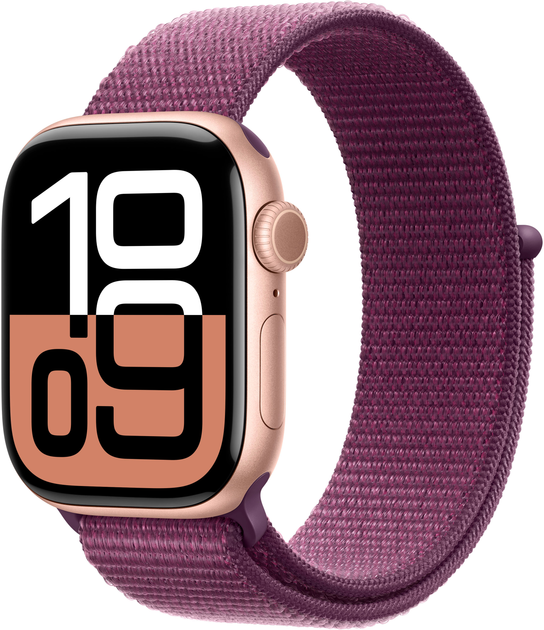 Smartwatch Apple Watch Series 10 GPS 42mm Rose Gold Aluminium Case with Plum Sport Loop (MWWK3) - obraz 1