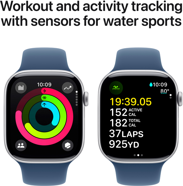 Smartwatch Apple Watch Series 10 GPS 46mm Silver Aluminium Case with Denim Sport Band - M/L (MWWM3) - obraz 4
