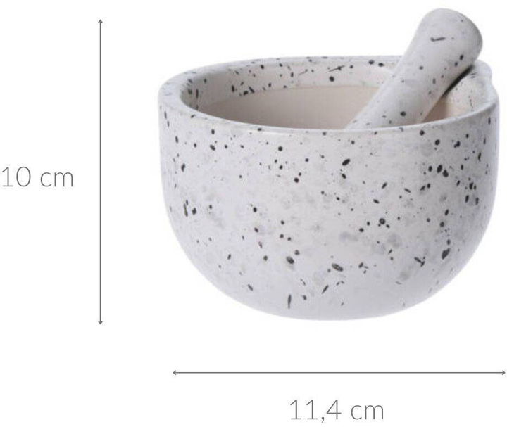 Moździerz kuchenny Excellent Houseware z tłuczkiem ceramiczny 10.5 x 6 cm Biały (5902973418538) - obraz 2