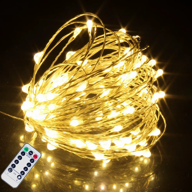 Гирлянда USB Капля росы теплый белый пульт 20м 200 LED - Фото 3 Гирлянда USB Капля росы теплый белый пульт 20м 200 LED - изображение 3