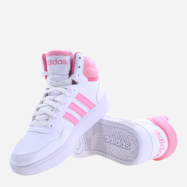 Підліткові кеди для дівчинки adidas Hoops 3.0 Mid K IG3716 40 Білі з рожевим (4066759017054) - зображення 4