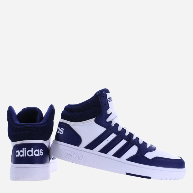 Підліткові кеди для дівчинки adidas Hoops 3.0 Mid K IG3717 37.5 Білі з темно-синім (4066759020849) - зображення 3