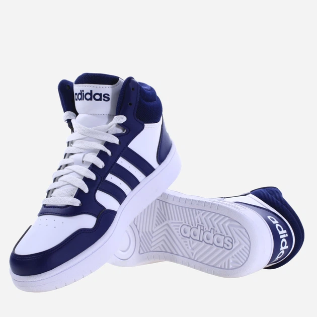 Підліткові кеди для дівчинки adidas Hoops 3.0 Mid K IG3717 38.5 Білі з темно-синім (4066759020733) - зображення 4