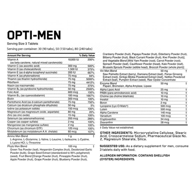Вітамінно-мінеральний комплекс для чоловіків Optimum Nutrition Opti-Men ...