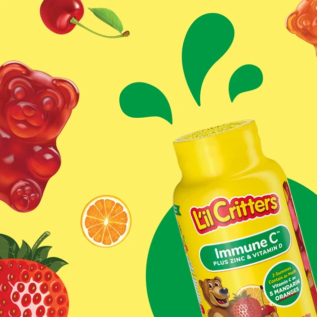 Мультивітаміни для дітей L’il Critters Immune C Plus Zinc & Vitamin D 60 Gummies - Фото 3 Мультивітаміни для дітей L’il Critters Immune C Plus Zinc & Vitamin D 60 Gummies - зображення 3