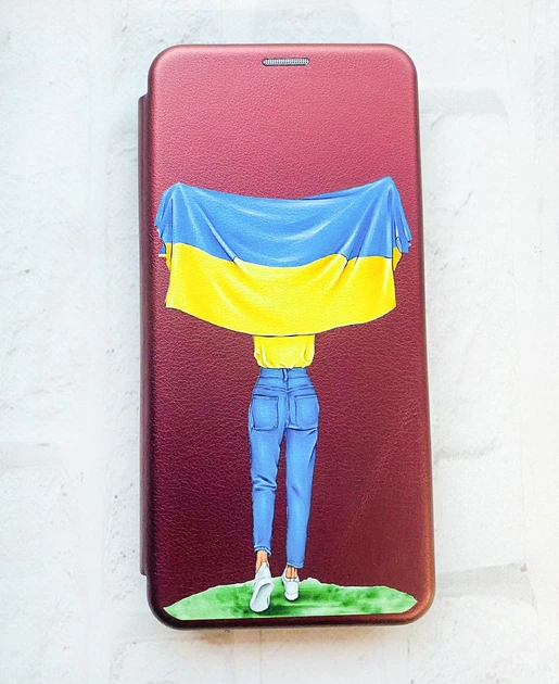 Чохол-книжка з малюнком для Samsung Galaxy A54 5G (A546) Бордовий Дівчина з прапором (принт 263) - Фото 2 Чохол-книжка з малюнком для Samsung Galaxy A54 5G (A546) Бордовий Дівчина з прапором (принт 263) - зображення 2