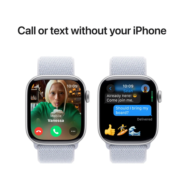 Смарт-годинник Apple Watch Series 10 GPS + Cellular 42mm Silver Aluminium Case with Blue Cloud Sport Loop (MWX53) - зображення 5