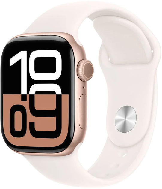 Smartwatch Apple Watch Series 10 GPS + Cellular 42mm Rose Gold Aluminium Case with Light Blush Sport Band - M/L (MWXA3) - obraz 1