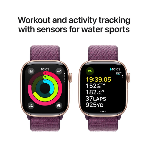 Smartwatch Apple Watch Series 10 GPS + Cellular 42mm Rose Gold Aluminium Case with Plum Sport Loop (MWXC3) - obraz 4