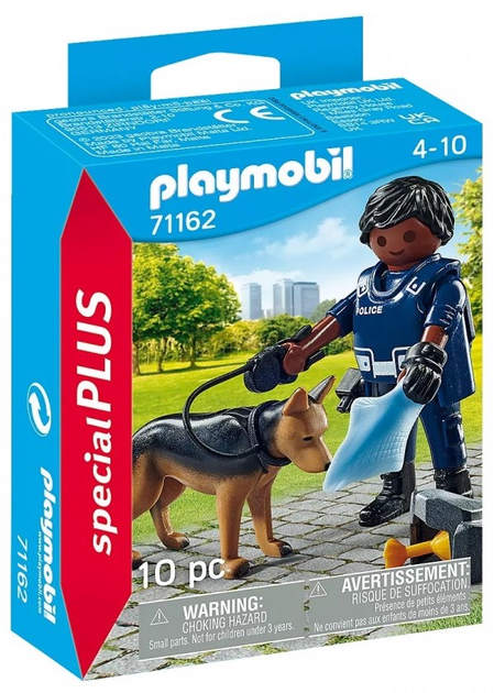 Фігурка Playmobil Special Plus - Поліцейський з собакою-шукачем 71162 (4008789711625) - зображення 1