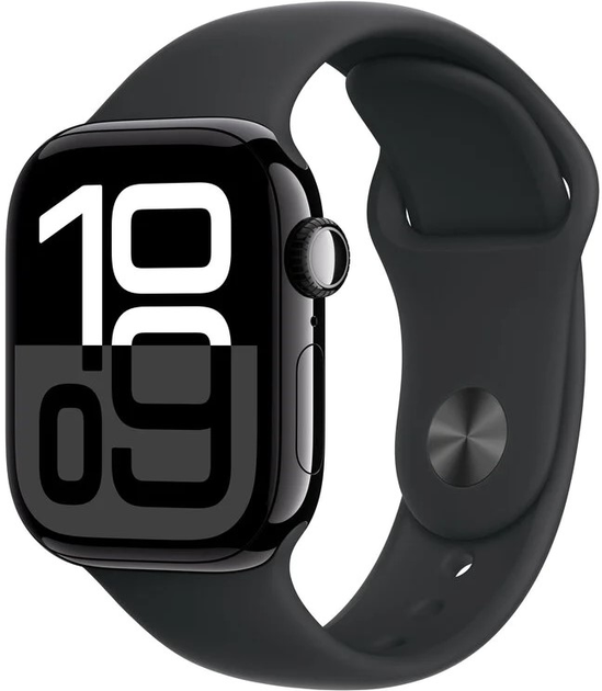 Smartwatch Apple Watch Series 10 GPS + Cellular 46mm Jet Black Aluminium Case with Black Sport Band - S/M (MWY33) - obraz 1