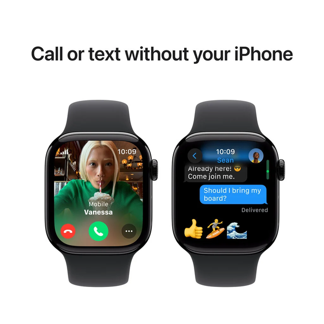 Smartwatch Apple Watch Series 10 GPS + Cellular 46mm Jet Black Aluminium Case with Black Sport Band - M/L (MWY43) - obraz 4