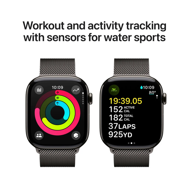 Smartwatch Apple Watch Series 10 GPS + Cellular 42mm Slate Titanium Case with Slate Milanese Loop (MX053) - obraz 4
