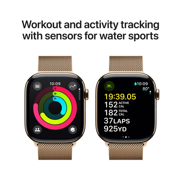 Смарт-годинник Apple Watch Series 10 GPS + Cellular 46mm Gold Titanium Case with Gold Milanese Loop - M/L (MX003) - зображення 6