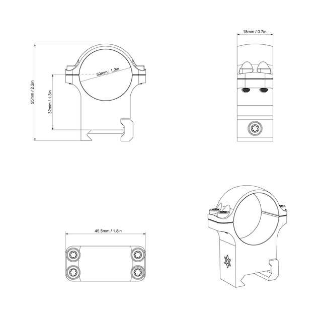 Кольца стальные Vector Optics 30 мм Средние XASR-S12 - изображение 3
