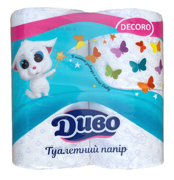 Туалетная бумага Диво Decoro, 2-слойная, 4 рулона - Фото 1 Туалетная бумага Диво Decoro, 2-слойная, 4 рулона - изображение 1