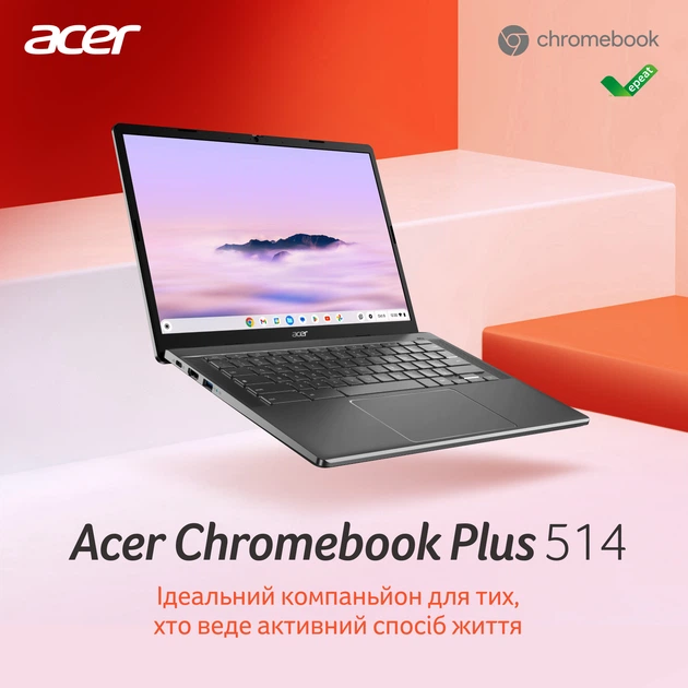 Ноутбук Acer Chromebook Plus 514 "з Google AI" CB514-3HT-R03H (NX. KP9EU. 002) Steel Gray - Фото 7 Ноутбук Acer Chromebook Plus 514 "з Google AI" CB514-3HT-R03H (NX. KP9EU. 002) Steel Gray - зображення 7