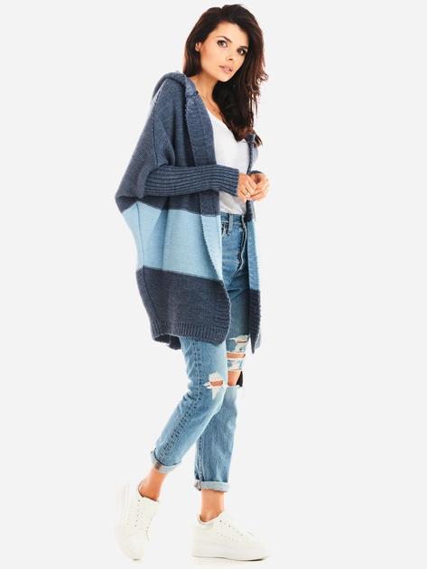 Kardigan damski długi Awama A392 212951 One Size Niebieski (5902360549999) - obraz 6