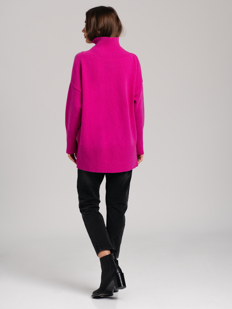 Sweter z golfem damski z wełny merynosa Look Made With Love 263 Saar One Size Różowy (5903999307363) - obraz 4