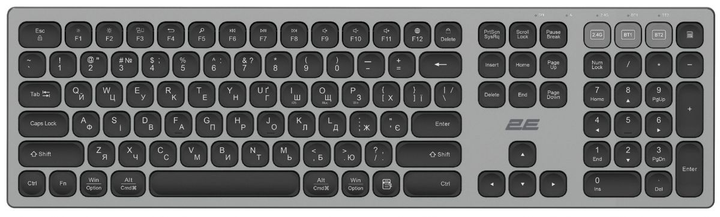 Клавіатура ножнична 2E KS270 105key, WL/BT, EN/UK, сіро-чорний – фото ...