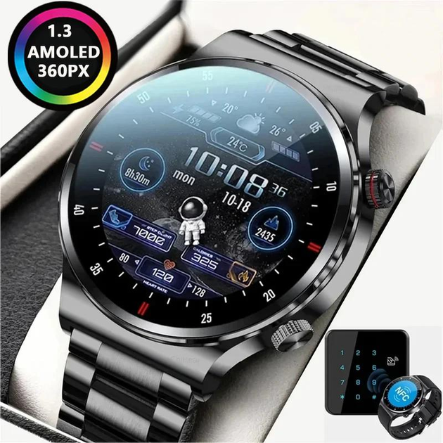 Умные наручные часы для мужчин Lige Smart серебристые Смарт часы звонок ...