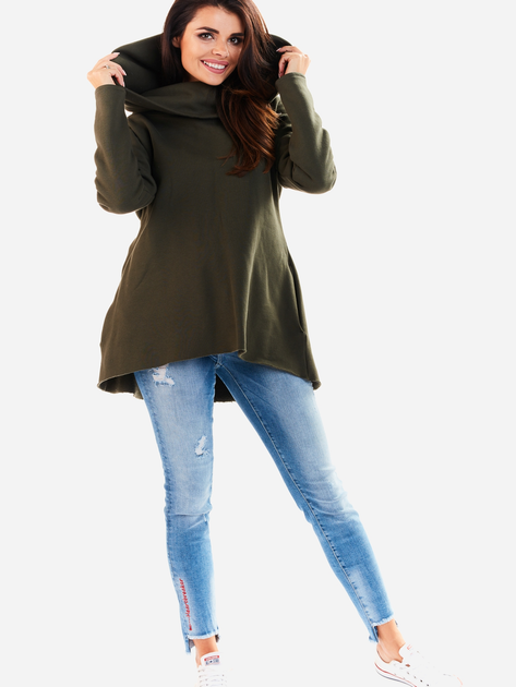 Bluza damska z kapturem długa Awama A200 S-M Khaki (5902360518568) - obraz 3