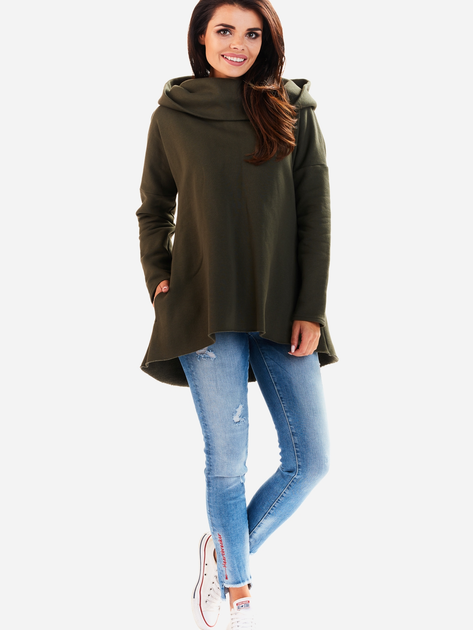 Bluza damska z kapturem długa Awama A200 S-M Khaki (5902360518568) - obraz 5