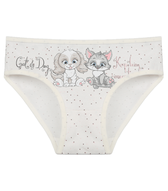 Детские слипы для девочки с принтом Cat Dog - Donella - 4112Y3 - 122-128 см - Молочный - Фото 1 Детские слипы для девочки с принтом Cat Dog - Donella - 4112Y3 - 122-128 см - Молочный - изображение 1
