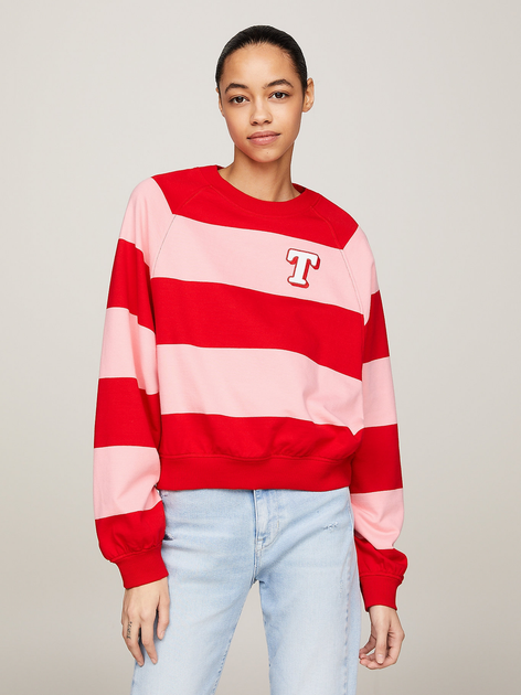 Світшот оверсайз жіночий Tommy Jeans DW0DW17789-TIC S Рожевий/Червоний (8720646649594) - зображення 1