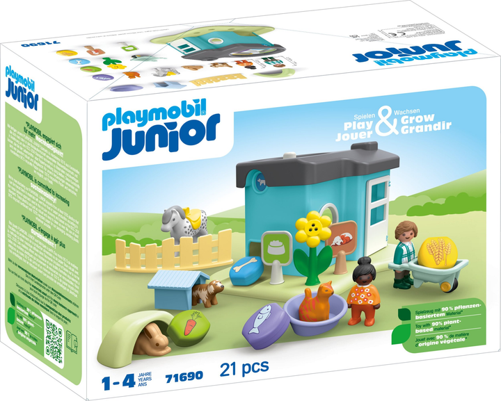 Zestaw z figurkami Playmobil Junior Hotel dla zwierząt z dozownikiem pokarmu 71690 (4008789716903) - obraz 1