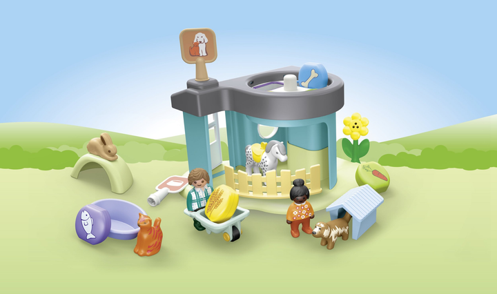 Zestaw z figurkami Playmobil Junior Hotel dla zwierząt z dozownikiem pokarmu 71690 (4008789716903) - obraz 4