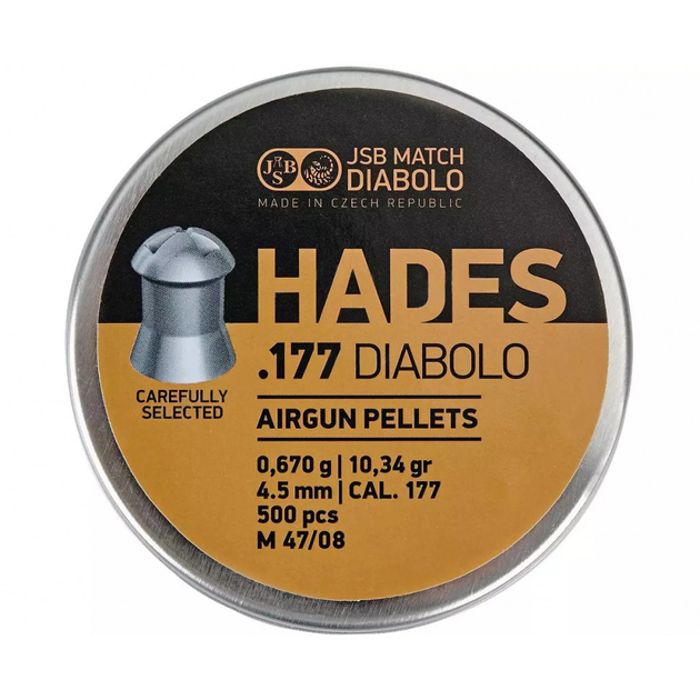 Пульки JSB Diabolo Hades 4,5 мм, 0.670 г, 500 шт/уп (m429650) - зображення 1