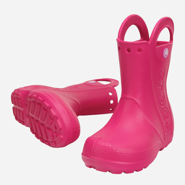 Kalosze dla dziewczynki wysokie Crocs Handle Rain Boot Kids 12803-6X0 33-34 (J2/J4) Różowe (0887350802511) - obraz 2