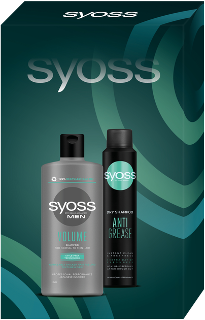 Набор для мужчин SYOSS For men Clean & Freshness Шампунь Men Volume 440 мл + Сухой шампунь Anti-Grease 200 мл (4015100863383) - Фото 2 Набор для мужчин SYOSS For men Clean & Freshness Шампунь Men Volume 440 мл + Сухой шампунь Anti-Grease 200 мл (4015100863383) - изображение 2