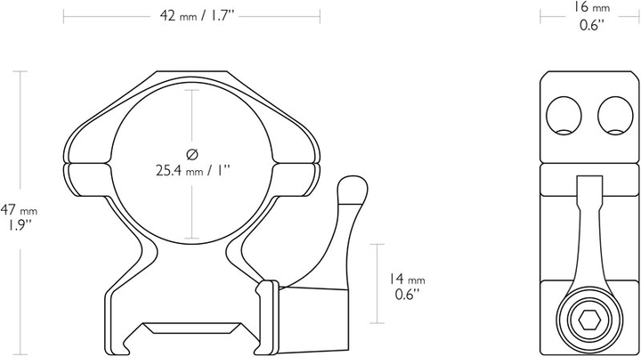 Кільця швидкознімні Hawke Precision Steel. d – 25.4 мм. High. Weaver/Picatinny (39860092) - зображення 2