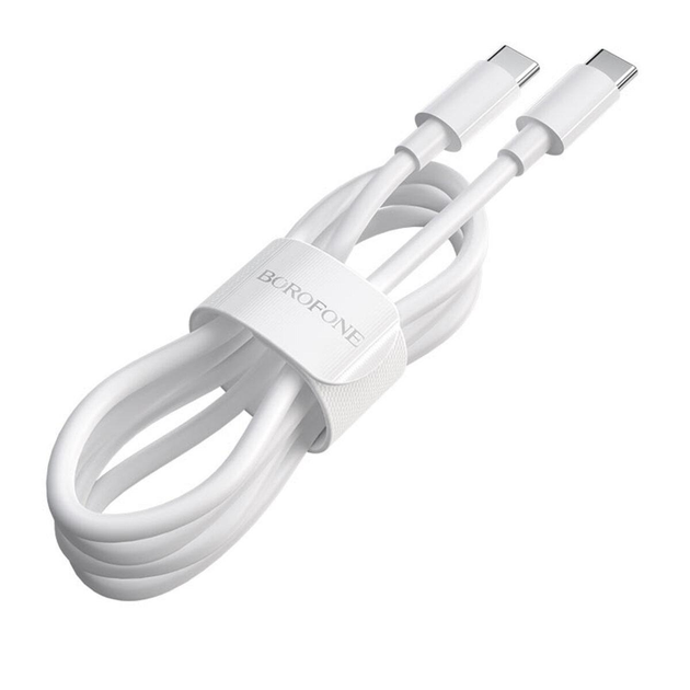 Переходник Borofone BX44 Type-C to Type-C 5A 100W 1m ABS ABS connectors White - Фото 1 Переходник Borofone BX44 Type-C to Type-C 5A 100W 1m ABS ABS connectors White - изображение 1
