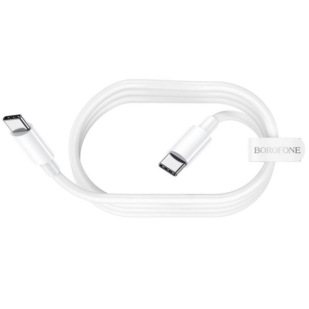 Переходник Borofone BX44 Type-C to Type-C 5A 100W 1m ABS ABS connectors White - Фото 2 Переходник Borofone BX44 Type-C to Type-C 5A 100W 1m ABS ABS connectors White - изображение 2