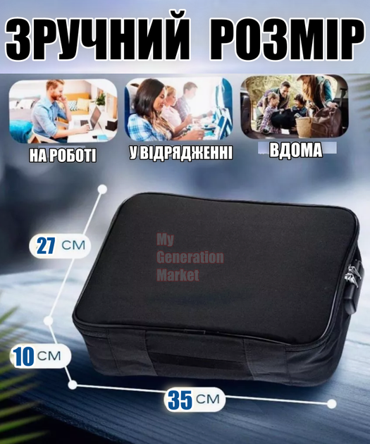 Органайзер для документів із кодовим замком, дорожній місткий портативний кейс із водонепроникного оксфорду для паперу формату А4 карт флешок для дому офісу подорожей - зображення 3