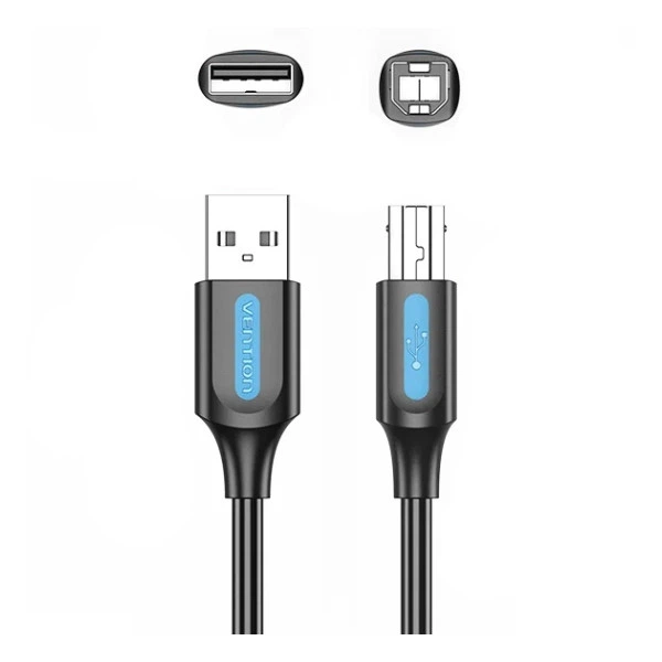 Кабель для передачі даних Vention USB 2.0 AM/BM 2м Чорний (COQBH) - Фото 2 Кабель для передачі даних Vention USB 2.0 AM/BM 2м Чорний (COQBH) - зображення 2