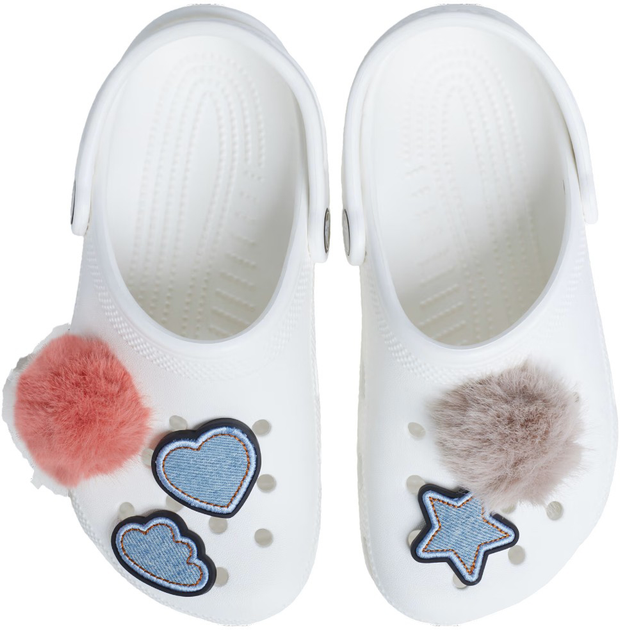 Przypinki do butów Crocs Jibbitz Denim And Pink Puff 10013652 5 szt Wielokolorowe (0196265846191) - obraz 3