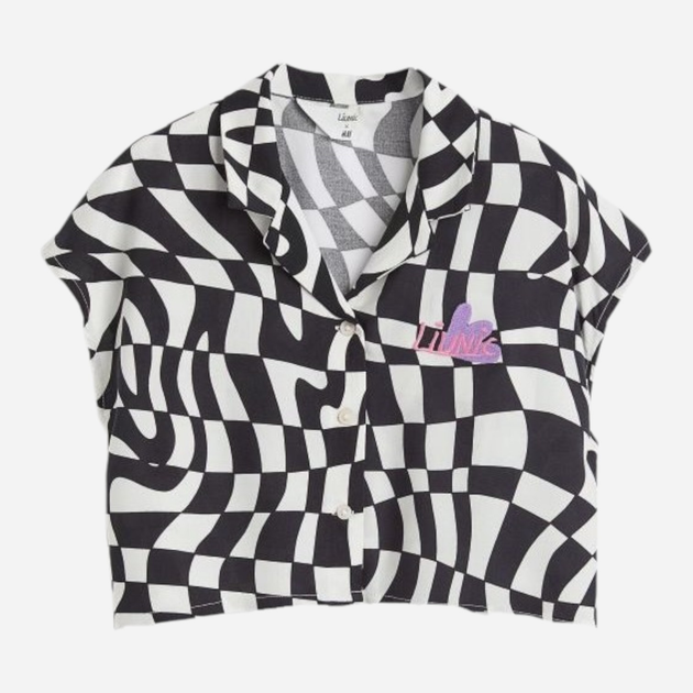 Подростковая блузка в клетку для девочки H&M Liunic 1044841arl 146 см Черно-белая (PS2030000316786) 
