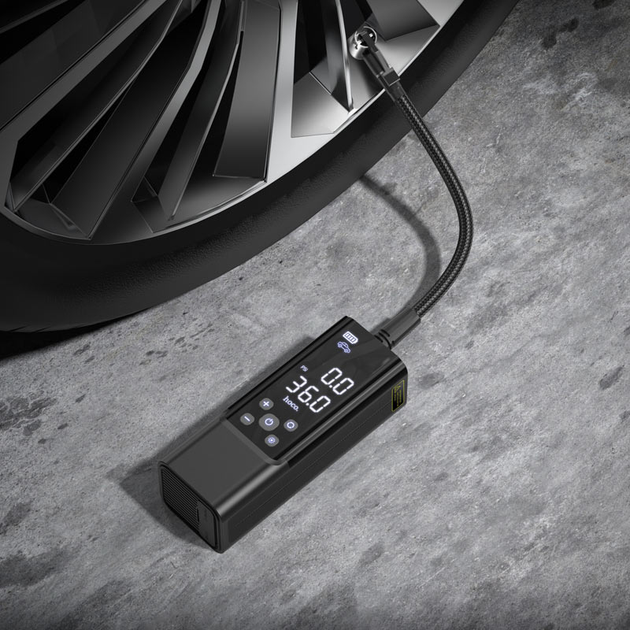 Автомобільний насос HOCO ZP7 Maddy portable smart air pump(5000mAh) Black (6942007614511) - зображення 10