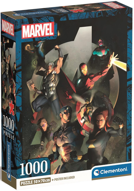 Puzzle Clementoni Compact Marvel The Avengers 1000 elementów (8005125398096) - obraz 1