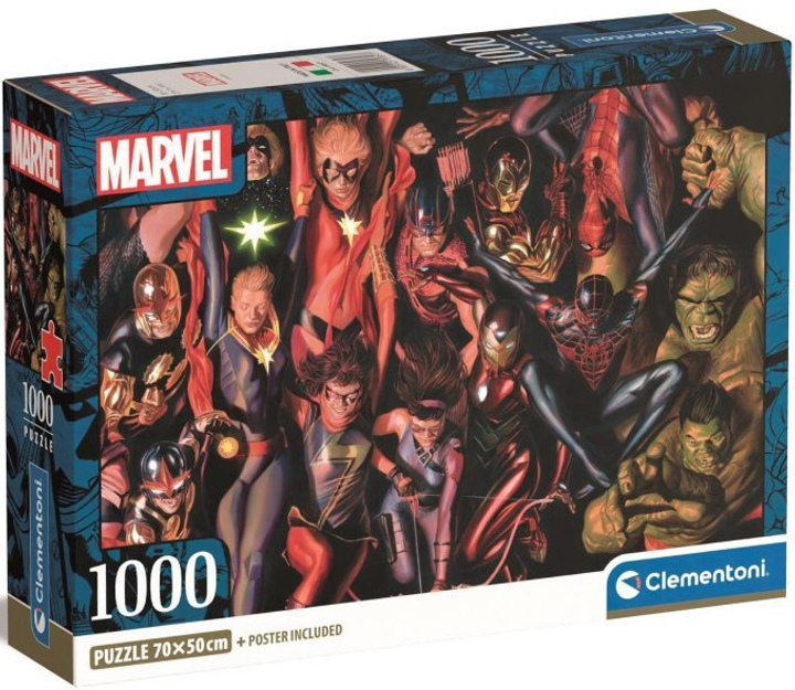 Puzzle Clementoni Compact Marvel The Avengers 1000 elementów (8005125398577) - obraz 1