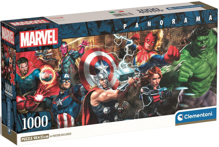 Puzzle Panorama Clementoni Compact The Avengers 1000 elementów (8005125398775) - obraz 1